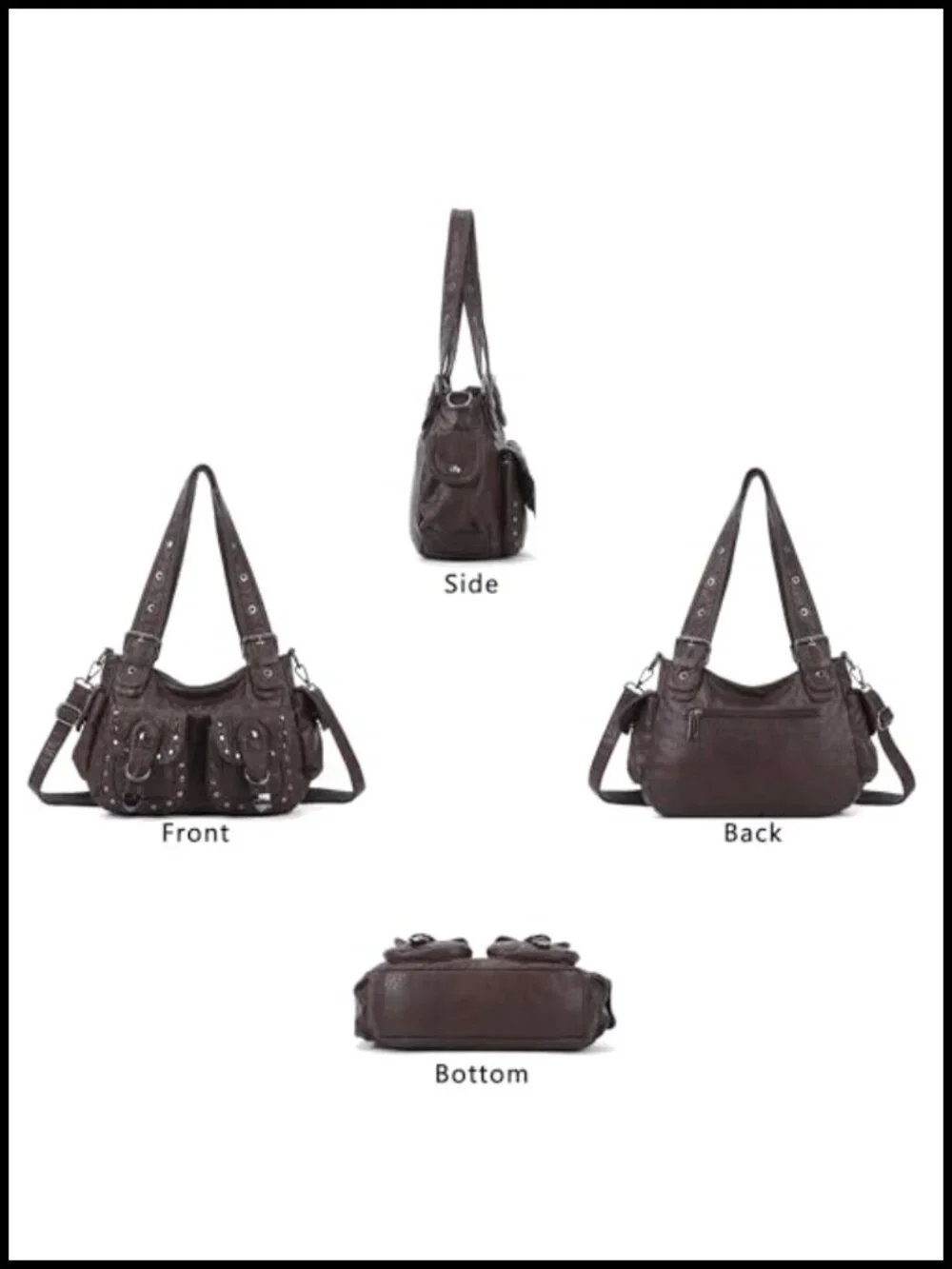 Y2K Hobo Bag for Women Vegan Leather Multi Pocket Shoulder Tote